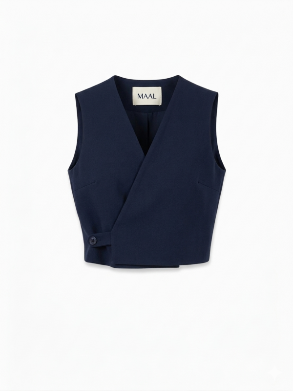 Woven Navy Coordinated Vest