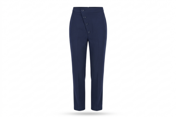 Woven Navy Coordinated High-Waisted Trousers